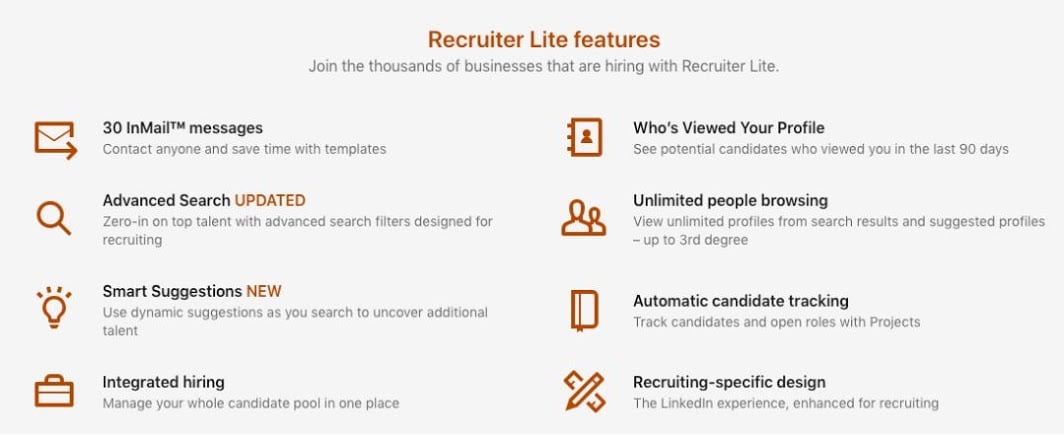Recruiter lite features