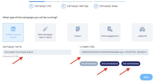 Copier lien linkedin avec les degrés de connexions
