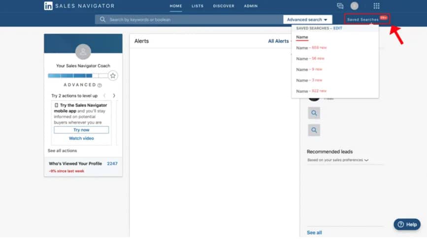Création alertes sales navigator