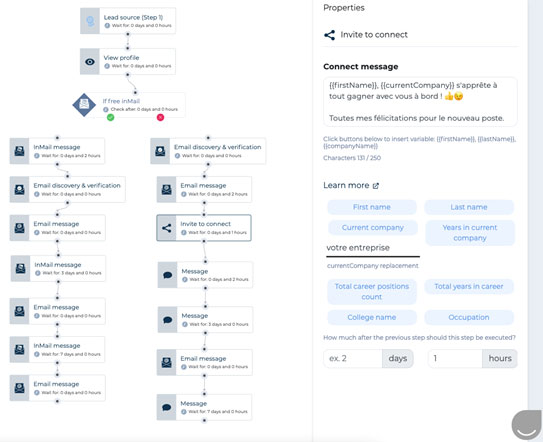 Message de connexion via la séquence intelligente