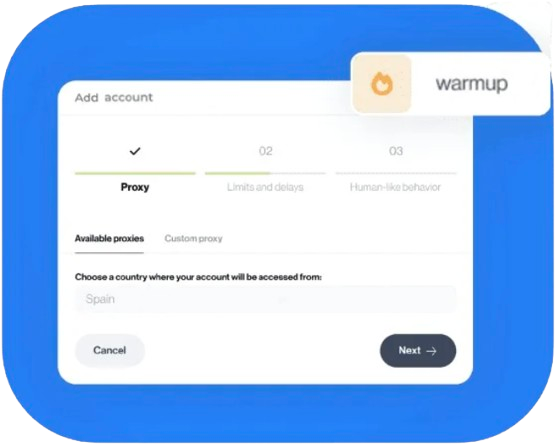 Interface Leadin : connexion compte LinkedIn et proxy
