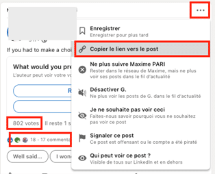 Copier lien vers post & sondage
