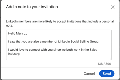 Demande de connexion LinkedIn exemple 3