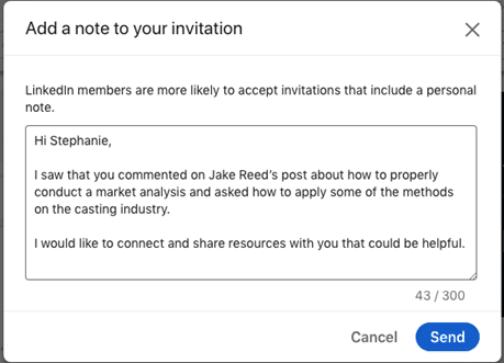 Demande de connexion LinkedIn exemple 8