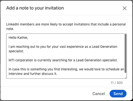 Demande de connexion LinkedIn exemple 9