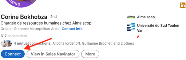 Demande de connexion via le profil