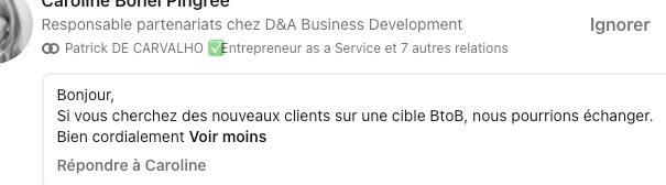 LinkedIn automated message